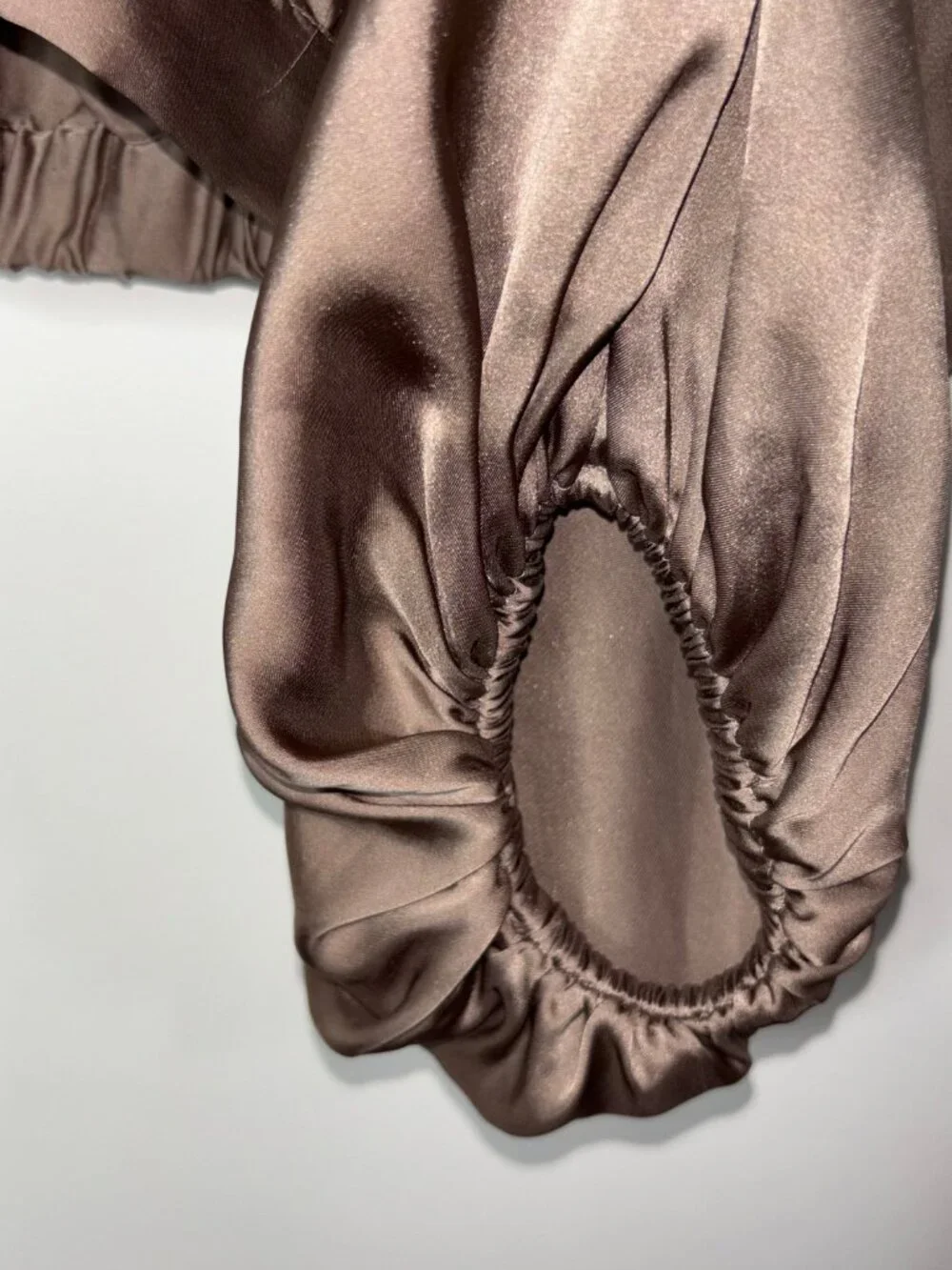 Free People Midnight Vibes Blouse Satin Cropped Ballon Sleeve V-Neck Top Small
